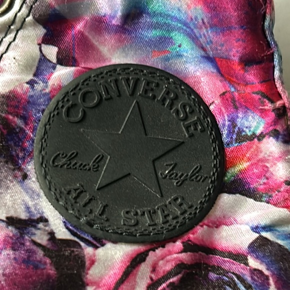 Converse High Top Sneakers in White with Purple, Pink, Blue Floral Print - Picture 8 of 16